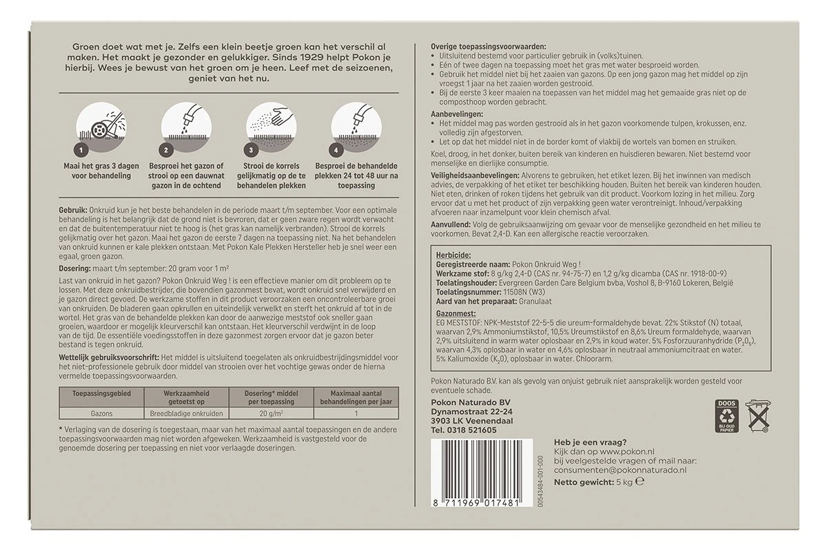 Pokon Onkruid Weg! 5kg Voor 250m² 2 Pokon Onkruid Weg! 5kg Voor 250m² - Afbeelding 2
